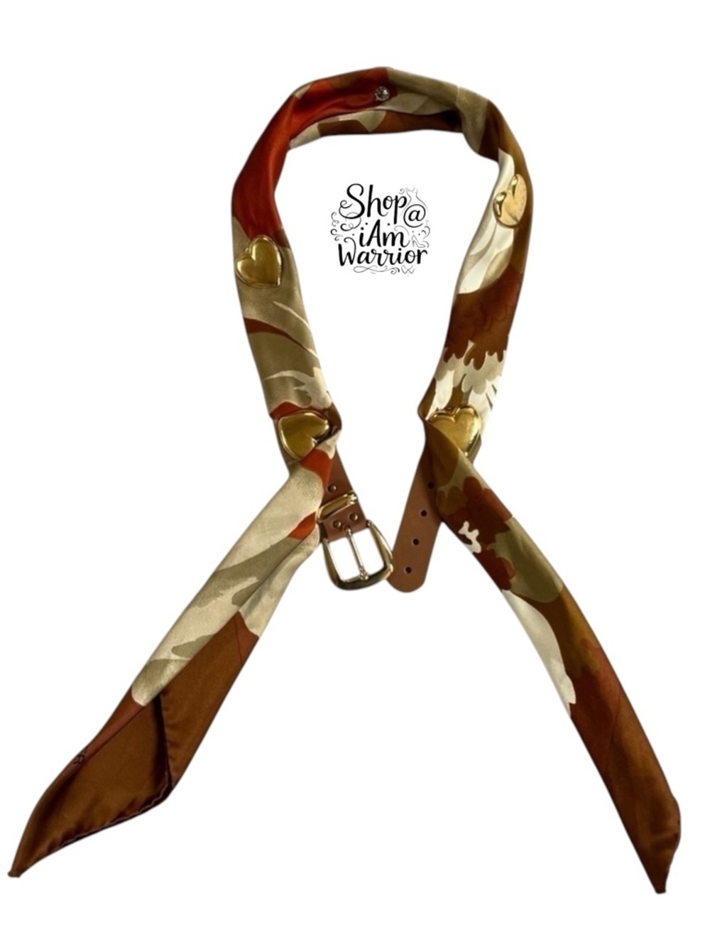 Pier Olivier Paris RARE scarf belt w/ gold heart embellishments *shop@iamwarrior